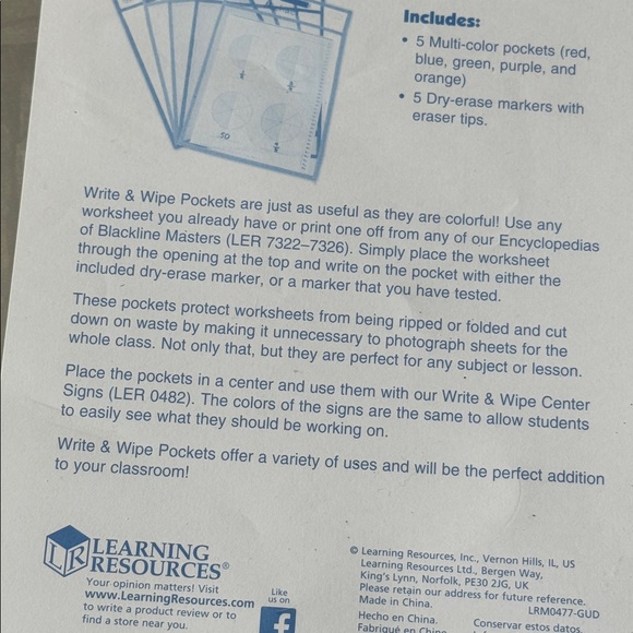 Learning Resources Write & Wipe Pockets - Picture 3 of 3